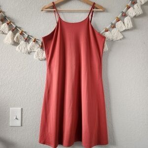 Girlfriend Collective Naomi Tennis Dress Halter Neck In Lava Orange Yoga Run 3X